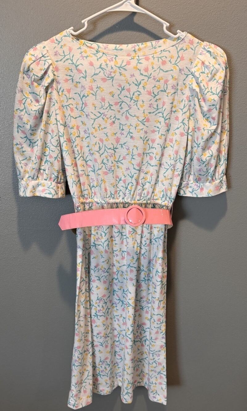 Vintage J.B. Too Women's Floral Puff Sleeve Dress w/Belt Size 8